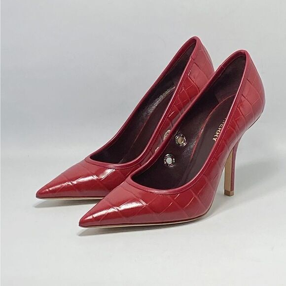 Burberry Aubri 100 Croc-Embossed Leather Pumps size 37 - Picture 3 of 15